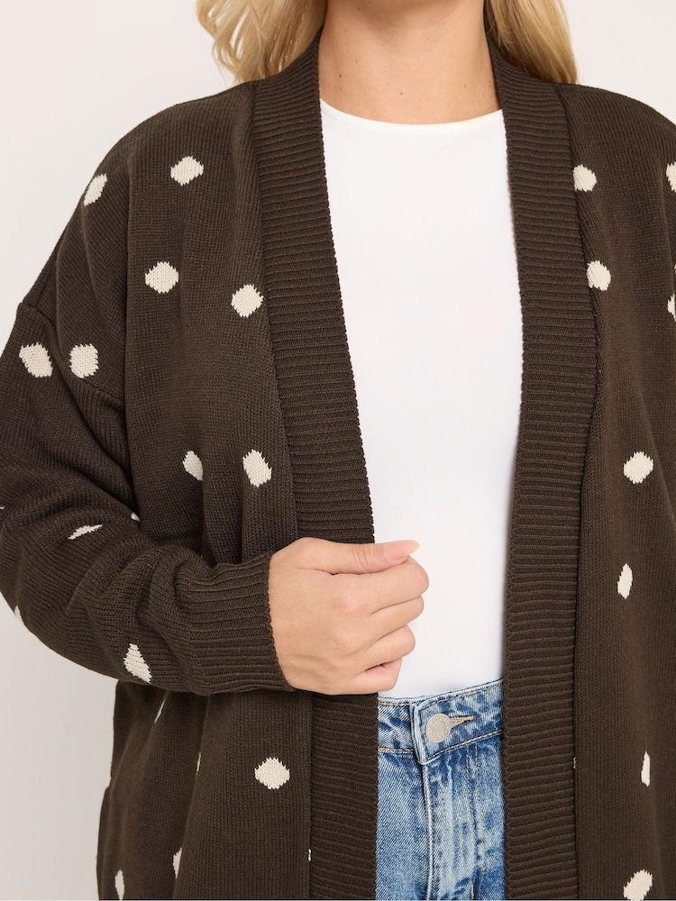 Yours Curve Brown Midi Knitted Cardigan - Image 4 of 4