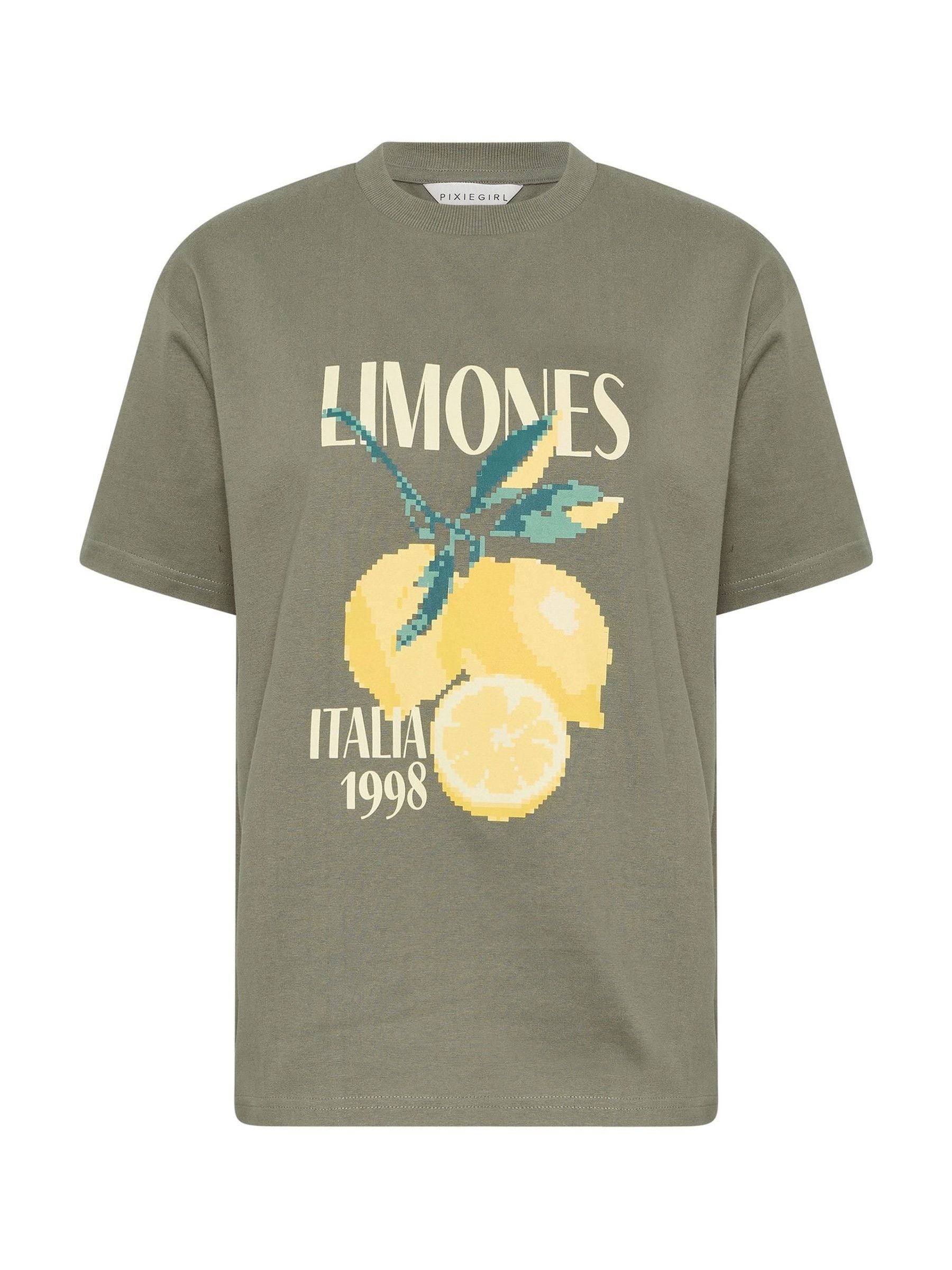 Buy PixieGirl Petite Green Lemons Oversized T-Shirt from the Next