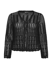 Yours Curve Black Pointelle Knitted Cardigan - Image 5 of 5