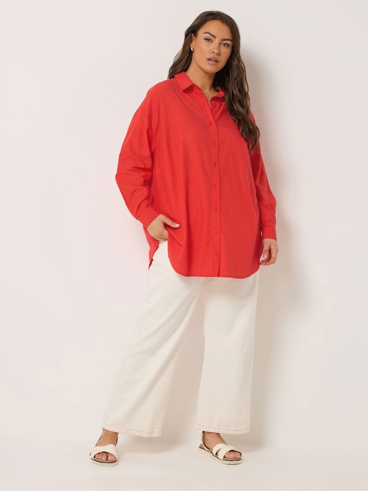 Yours Curve Red Long Sleeve Shirt - Image 2 of 5