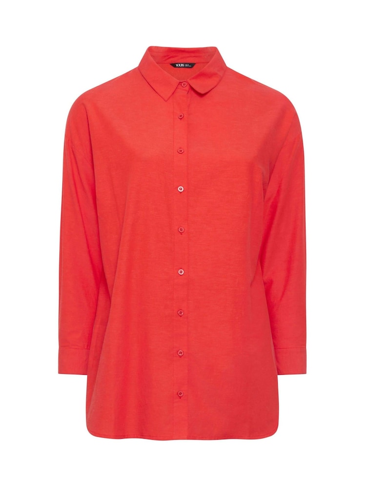 Yours Curve Red Long Sleeve Shirt - Image 5 of 5