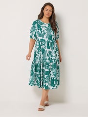 Yours Curve White Paisley Tiered Midi Dress - Image 2 of 5