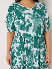 Yours Curve White Paisley Tiered Midi Dress - Image 4 of 5