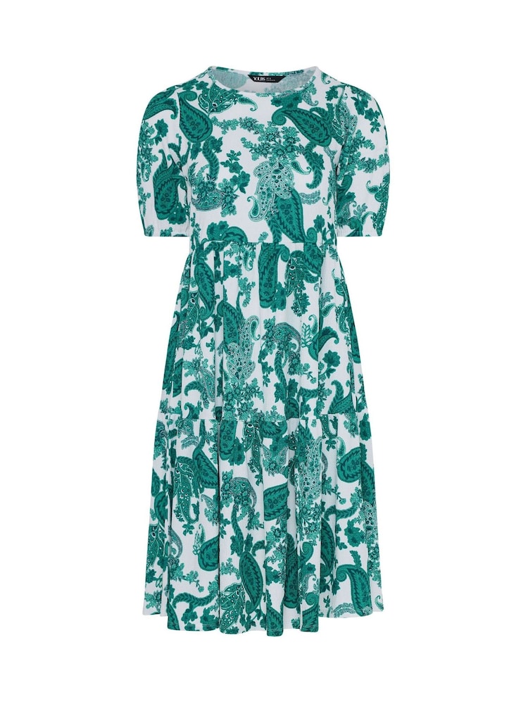 Yours Curve White Paisley Tiered Midi Dress - Image 5 of 5