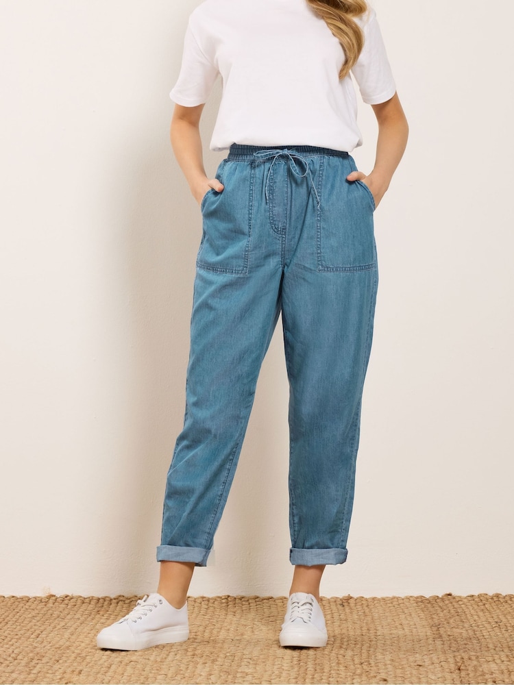 M&Co Blue Lightweight Denim Joggers - Image 2 of 4 M&Co Blue Lightweight Denim Joggers - Image 2 of 4