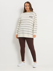 Yours Curve Brown Stripe Sweatshirt - Image 2 of 5