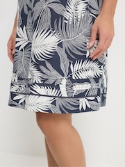 Yours Curve Blue Palm Leaf Mini Dress - Image 4 of 5
