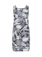 Yours Curve Blue Palm Leaf Mini Dress - Image 5 of 5