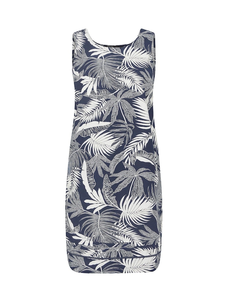 Yours Curve Blue Palm Leaf Mini Dress - Image 5 of 5
