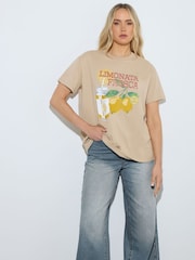 Long Tall Sally Natural Lemonade Oversized Print T-Shirt - Image 3 of 4