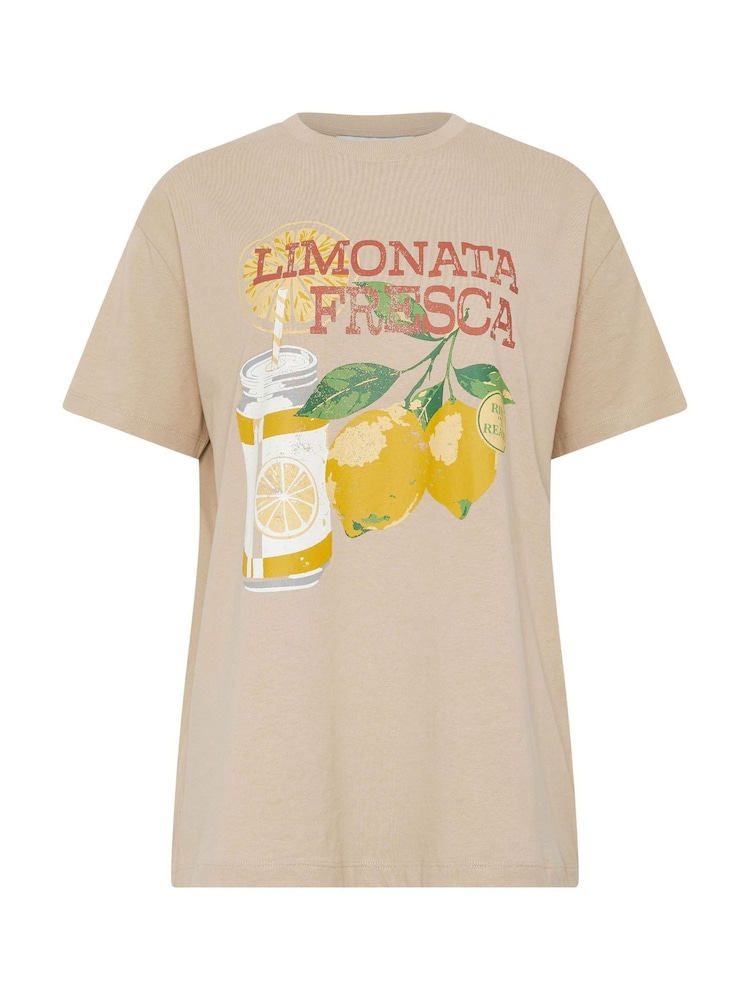 Long Tall Sally Natural Lemonade Oversized Print T-Shirt - Image 4 of 4 Long Tall Sally Natural Lemonade Oversized Print T-Shirt - Image 4 of 4