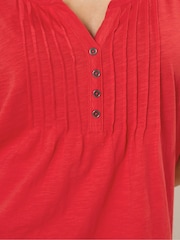 M&Co Red Short Sleeve Cotton Henley Top - Image 4 of 4