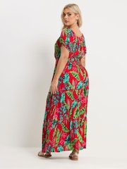 Rød - Yours Curve Bardot Maxikjole med Knyting i Halsen - Bilde 2 av 5