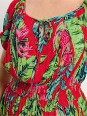 Rød - Yours Curve Bardot Maxikjole med Knyting i Halsen - Bilde 4 av 5