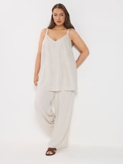 لون طبيعي - Yours Curve Vest Cami With Linen - Image 2 of 9