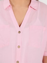 Yours Curve Pink Short Sleeve Linen Shirt - Image 5 of 6