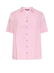 Yours Curve Pink Short Sleeve Linen Shirt - Image 6 of 6