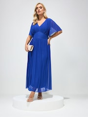 Yours Curve Dark Blue London Gathered Maxi Dress - Image 2 of 5