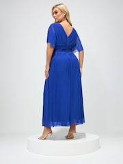 Yours Curve Dark Blue London Gathered Maxi Dress - Image 3 of 5