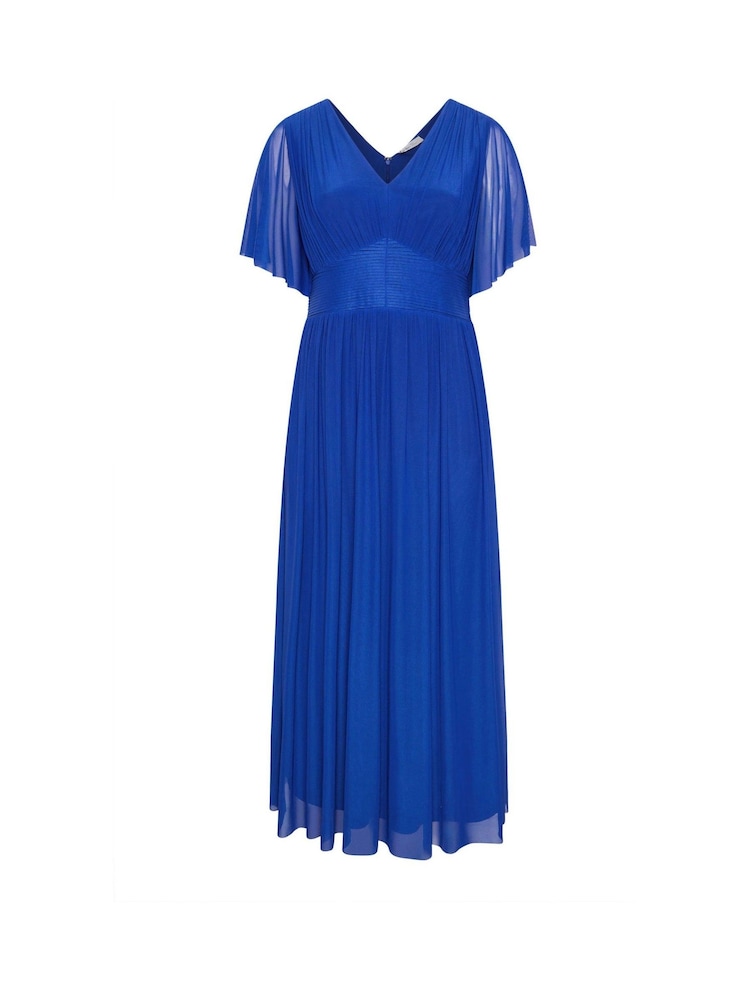 Yours Curve Dark Blue London Gathered Maxi Dress - Image 5 of 5 Yours Curve Dark Blue London Gathered Maxi Dress - Image 5 of 5