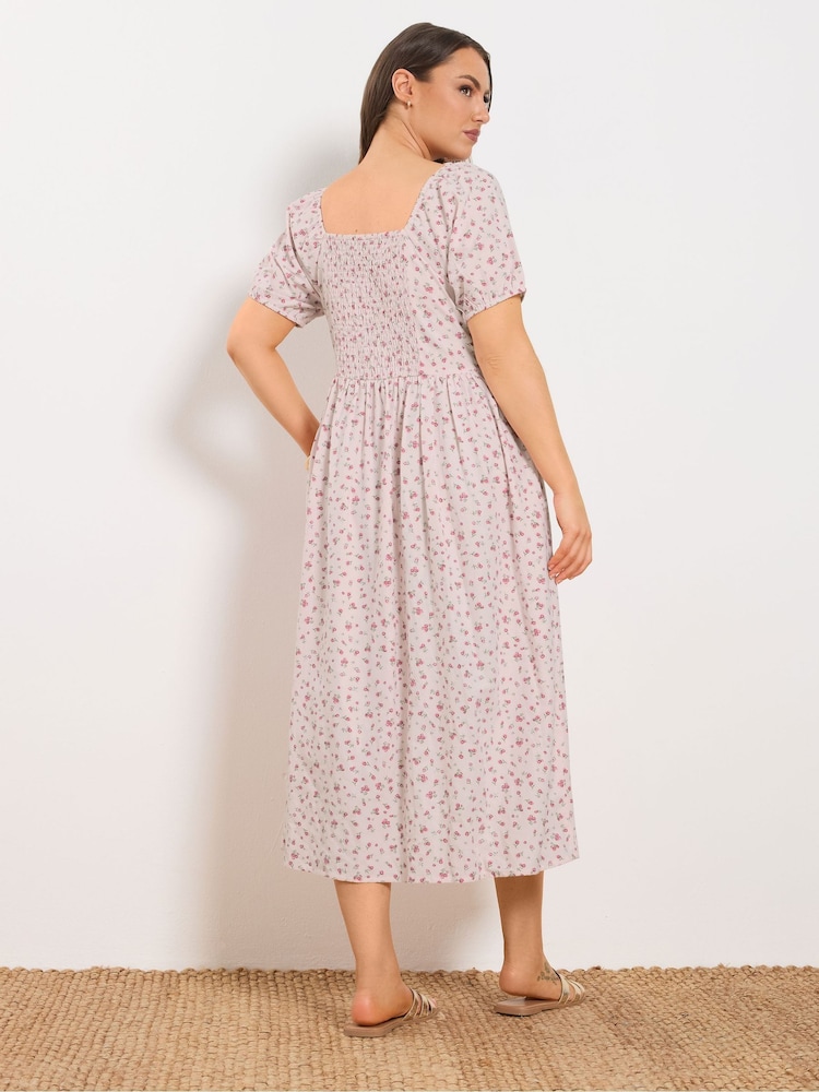 Yours Curve Pink Print Maxi Dress - Image 2 of 5 Yours Curve Pink Print Maxi Dress - Image 2 of 5