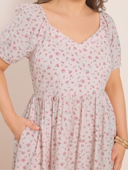 Yours Curve Pink Print Maxi Dress - Image 4 of 5