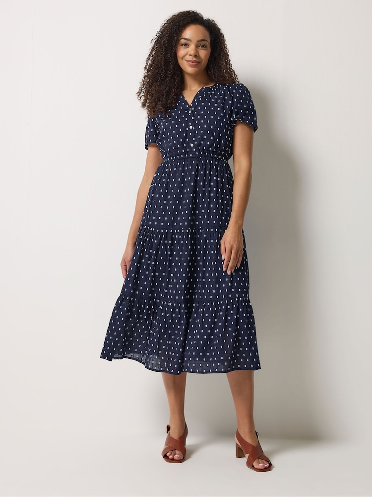 M&Co Κουμπί Ύφανση dobby Μακρύ φόρεμα με επίπεδα - Εικόνα 2 από 5