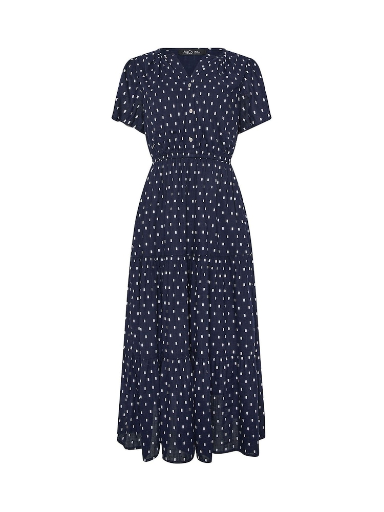 M&Co Κουμπί Ύφανση dobby Μακρύ φόρεμα με επίπεδα - Εικόνα 5 από 5