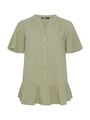 Yours Curve Green Cheesecloth Button Through Top - Image 5 of 5