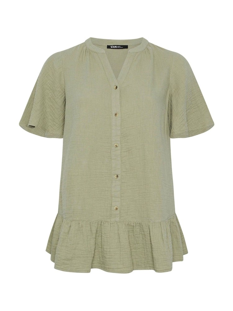 Yours Curve Green Cheesecloth Button Through Top - Image 5 of 5 Yours Curve Green Cheesecloth Button Through Top - Image 5 of 5