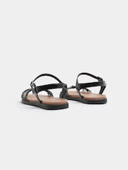 Yours Curve Black Extra Wide Fit Faux Leather Knot Detail Sandals - Image 4 of 5