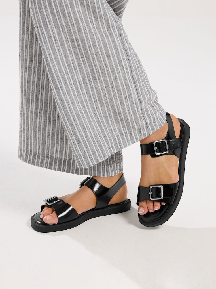 Yours Curve Black Extra Wide Fit EEE Sandal - Image 1 of 4