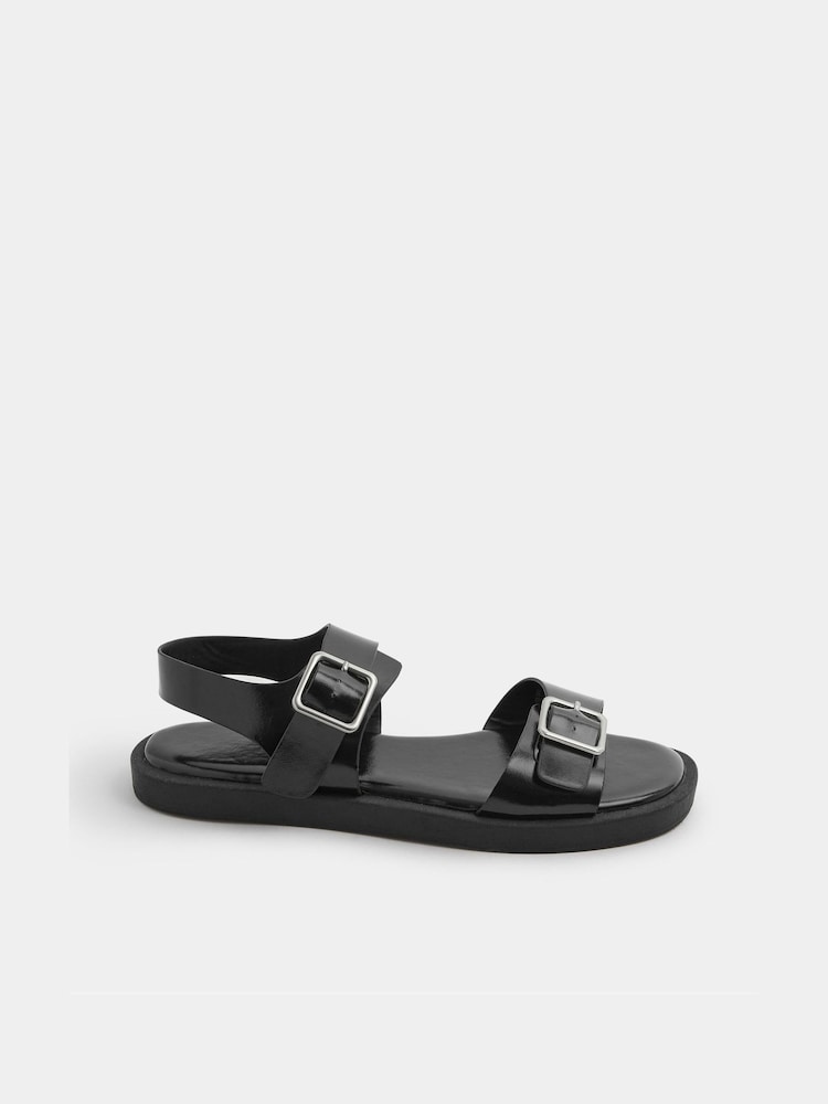 Yours Curve Black Extra Wide Fit EEE Sandal - Image 2 of 4