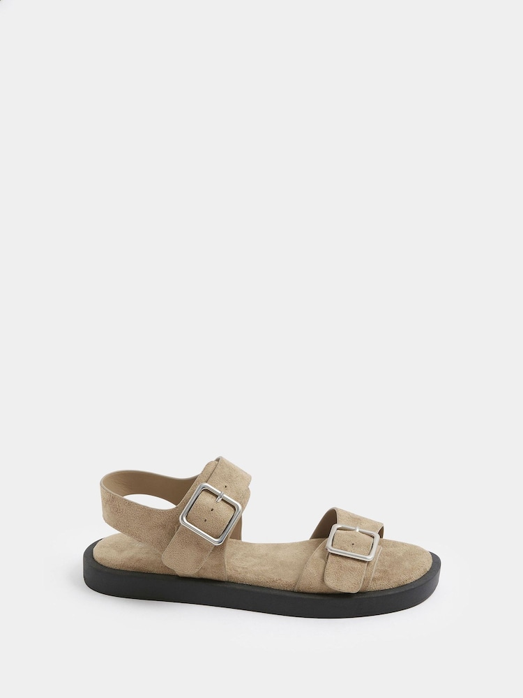 Yours Curve Brown Wide Fit EEE Buckle Chunky Sandals - Image 2 of 3