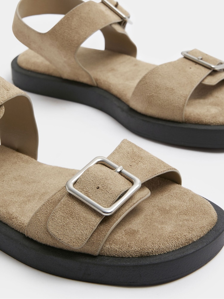 Yours Curve Brown Wide Fit EEE Buckle Chunky Sandals - Image 3 of 3