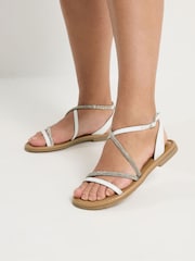 Yours Curve White Wide Fit Sandals - Image 1 of 5