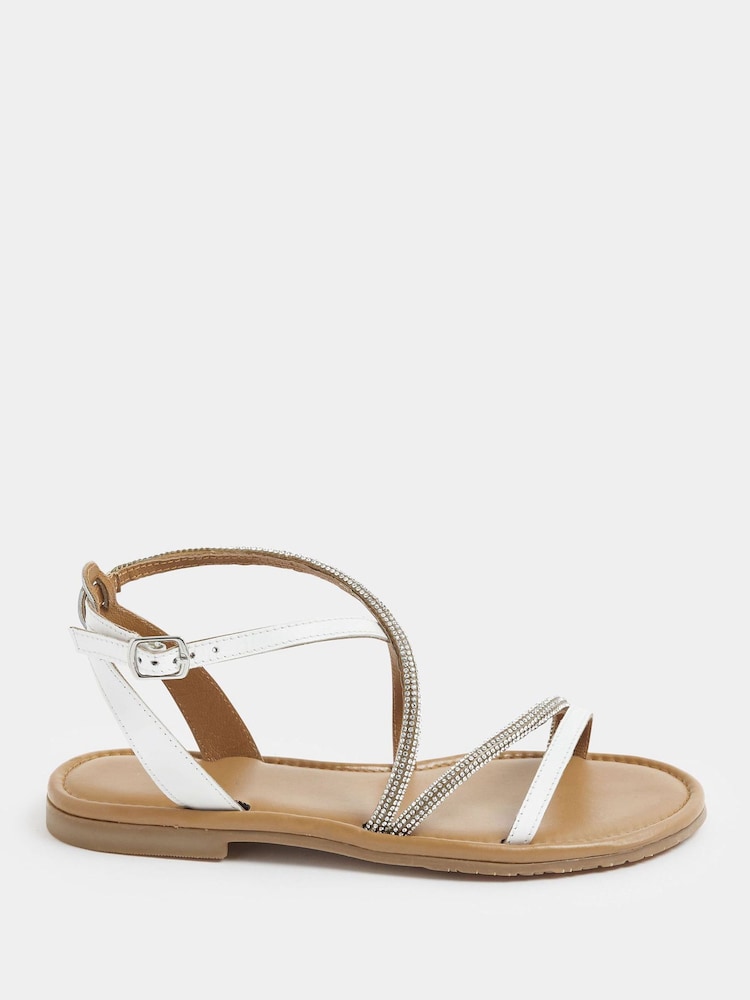 Yours Curve White Wide Fit Sandals - Image 2 of 5