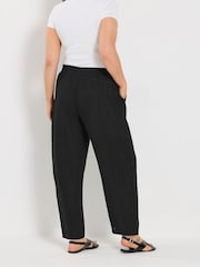 Yours Curve Black Barrel Leg Trousers - Image 2 of 5