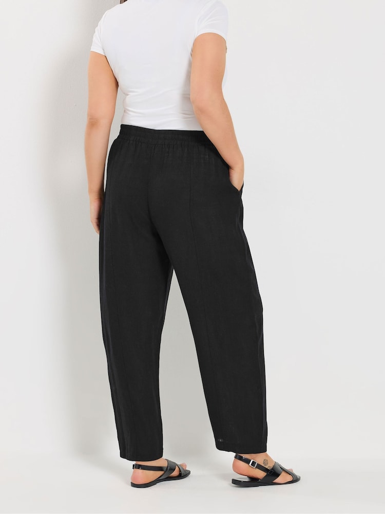 Yours Curve Black Barrel Leg Trousers - Image 2 of 5