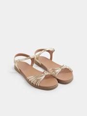 Gold - Yours Curve Faux Leather Knot Detail Sandals - Bild 3 von 6