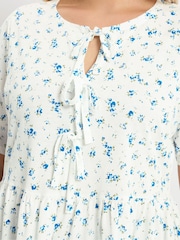 Yours Curve Cream Bow Tie Front Peplum Top - Image 4 of 5