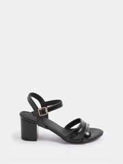 Yours Curve Black Wide Fit EEE Extra-Wide Fit Faux Leather Mid Block Heel Sandals - Image 2 of 5