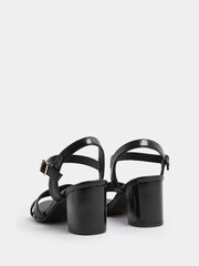 Yours Curve Black Wide Fit EEE Extra-Wide Fit Faux Leather Mid Block Heel Sandals - Image 3 of 5