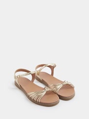Yours Curve Gold Wide Fit Faux Leather Knot Detail Sandals - Image 4 of 5