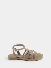 Yours Curve Natural Extra Wide Fit EEE Faux Suede Gladiator Sandals - Image 2 of 7