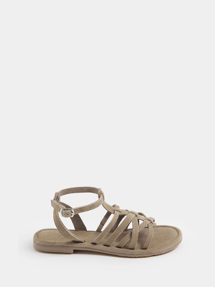 Yours Curve Natural Extra Wide Fit EEE Faux Suede Gladiator Sandals - Image 2 of 7