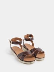 Yours Curve Brown Extra Wide Fit EEE Cross Over Strap Sandals - Image 3 of 5