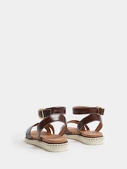 Yours Curve Brown Extra Wide Fit EEE Cross Over Strap Sandals - Image 4 of 5