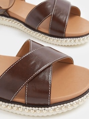 Yours Curve Brown Extra Wide Fit EEE Cross Over Strap Sandals - Image 5 of 5