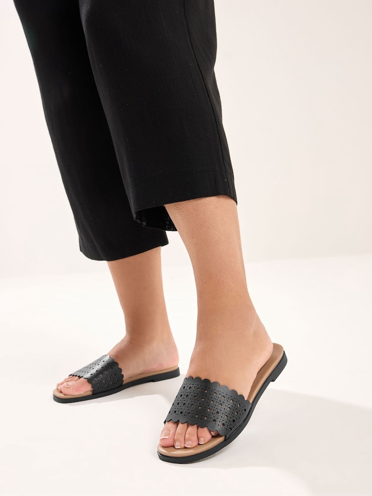 Yours Curve Black Extra Wide Fit EEE Sandals - Image 1 of 5 Yours Curve Black Extra Wide Fit EEE Sandals - Image 1 of 5